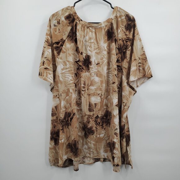 Catherines V Neck Full Button Up Blouse Top Women Size 4X Plus Floral Print - Picture 5 of 10